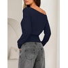 image:imageZESICA Womens Off Shoulder Long Sleeve Cinched Waist Going Out TopsNavy