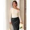 image:imageZESICA Womens Off Shoulder Long Sleeve Lace Going Out TopsApricot