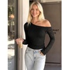 image:imageZESICA Womens Off Shoulder Long Sleeve Lace Going Out TopsBlack