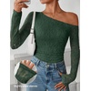 image:imageZESICA Womens Off Shoulder Long Sleeve Lace Going Out TopsDarkgreen