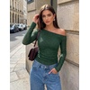 image:imageZESICA Womens Off Shoulder Long Sleeve Lace Going Out TopsDarkgreen