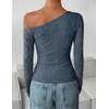 image:imageZESICA Womens Off Shoulder Long Sleeve Lace Going Out TopsDustyblue