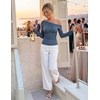 image:imageZESICA Womens Off Shoulder Long Sleeve Lace Going Out TopsDustyblue
