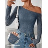 image:imageZESICA Womens Off Shoulder Long Sleeve Lace Going Out TopsDustyblue