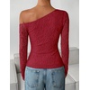 image:imageZESICA Womens Off Shoulder Long Sleeve Lace Going Out TopsRed
