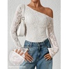 image:imageZESICA Womens Off Shoulder Long Sleeve Lace Going Out TopsWhite