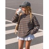 image:imageZESICA Womens Striped Oversized Fall Long Sleeve TShirts Y2K Going Out TopCoffee