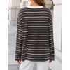 image:imageZESICA Womens Striped Oversized Fall Long Sleeve TShirts Y2K Going Out TopDark Brown