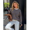 image:imageZESICA Womens Striped Oversized Fall Long Sleeve TShirts Y2K Going Out TopDark Brown