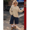 image:imageZESICA Womens Striped Oversized Fall Long Sleeve TShirts Y2K Going Out TopKhaki