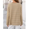 image:imageZESICA Womens Striped Oversized Fall Long Sleeve TShirts Y2K Going Out TopKhaki