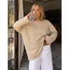 image:imageZESICA Womens Striped Oversized Fall Long Sleeve TShirts Y2K Going Out TopKhaki