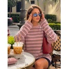 image:imageZESICA Womens Striped Oversized Fall Long Sleeve TShirts Y2K Going Out TopPink