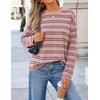 image:imageZESICA Womens Striped Oversized Fall Long Sleeve TShirts Y2K Going Out TopPink