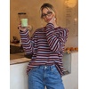 image:imageZESICA Womens Striped Oversized Fall Long Sleeve TShirts Y2K Going Out TopWine