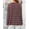 image:imageZESICA Womens Striped Oversized Fall Long Sleeve TShirts Y2K Going Out TopWine