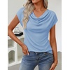 image:imageZESICA Womens Summer Cowl Neck Short Sleeve Tops Business Casual BlouseSkyblue