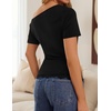 image:imageZESICA Womens Summer One Shoulder Short Sleeve Ruched Going Out TopsBlack