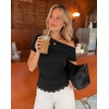 image:imageZESICA Womens Summer One Shoulder Short Sleeve Ruched Going Out TopsBlack