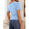 image:imageZESICA Womens Summer One Shoulder Short Sleeve Ruched Going Out TopsBlue