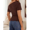 image:imageZESICA Womens Summer One Shoulder Short Sleeve Ruched Going Out TopsBrown