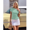 image:imageZESICA Womens Summer One Shoulder Short Sleeve Ruched Going Out TopsLightgreen