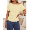 image:imageZESICA Womens Summer One Shoulder Short Sleeve Ruched Going Out TopsLightyellow