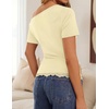 image:imageZESICA Womens Summer One Shoulder Short Sleeve Ruched Going Out TopsLightyellow