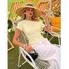 image:imageZESICA Womens Summer One Shoulder Short Sleeve Ruched Going Out TopsLightyellow