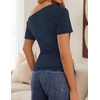 image:imageZESICA Womens Summer One Shoulder Short Sleeve Ruched Going Out TopsNavy