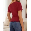 image:imageZESICA Womens Summer One Shoulder Short Sleeve Ruched Going Out TopsRed