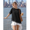 image:imageZESICA Womens Summer Oversized TShirts Asymmetrical Lace Going Out TopsBlack