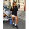 image:imageZESICA Womens Summer Oversized TShirts Asymmetrical Lace Going Out TopsBlack