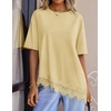 image:imageZESICA Womens Summer Oversized TShirts Asymmetrical Lace Going Out TopsButter Yellow