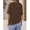 image:imageZESICA Womens Summer Oversized TShirts Asymmetrical Lace Going Out TopsCoffee Brown