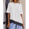image:imageZESICA Womens Summer Oversized TShirts Asymmetrical Lace Going Out TopsIvory