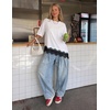 image:imageZESICA Womens Summer Oversized TShirts Asymmetrical Lace Going Out TopsIvory