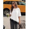 image:imageZESICA Womens Summer Oversized TShirts Asymmetrical Lace Going Out TopsIvory
