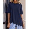 image:imageZESICA Womens Summer Oversized TShirts Asymmetrical Lace Going Out TopsNavy