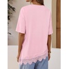 image:imageZESICA Womens Summer Oversized TShirts Asymmetrical Lace Going Out TopsPink