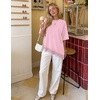 image:imageZESICA Womens Summer Oversized TShirts Asymmetrical Lace Going Out TopsPink