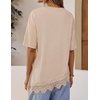 image:imageZESICA Womens Summer Oversized TShirts Asymmetrical Lace Going Out TopsSand