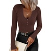 image:imageZESICA Fall Long Sleeve Henley Shirts for Women Dressy Casual 2026Dark Brown