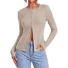 image:imageZESICA Women Fall Long Sleeve Slim Knit Lightweight Cardigan TopsOats
