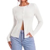 image:imageZESICA Women Fall Long Sleeve Slim Knit Lightweight Cardigan TopsWhite