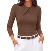 image:imageZESICA Womens Fall Long Sleeve Twist Knot Business Casual TopsBrown