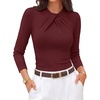 image:imageZESICA Womens Fall Long Sleeve Twist Knot Business Casual TopsBurgundy