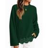 image:imageZESICA Womens Fall Winter Sweaters 2026 Lace Trim Pullover TopsDark Green
