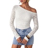 image:imageZESICA Womens Off Shoulder Long Sleeve Lace Going Out TopsWhite