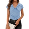 image:imageZESICA Womens Summer Cowl Neck Short Sleeve Tops Business Casual BlouseSkyblue
